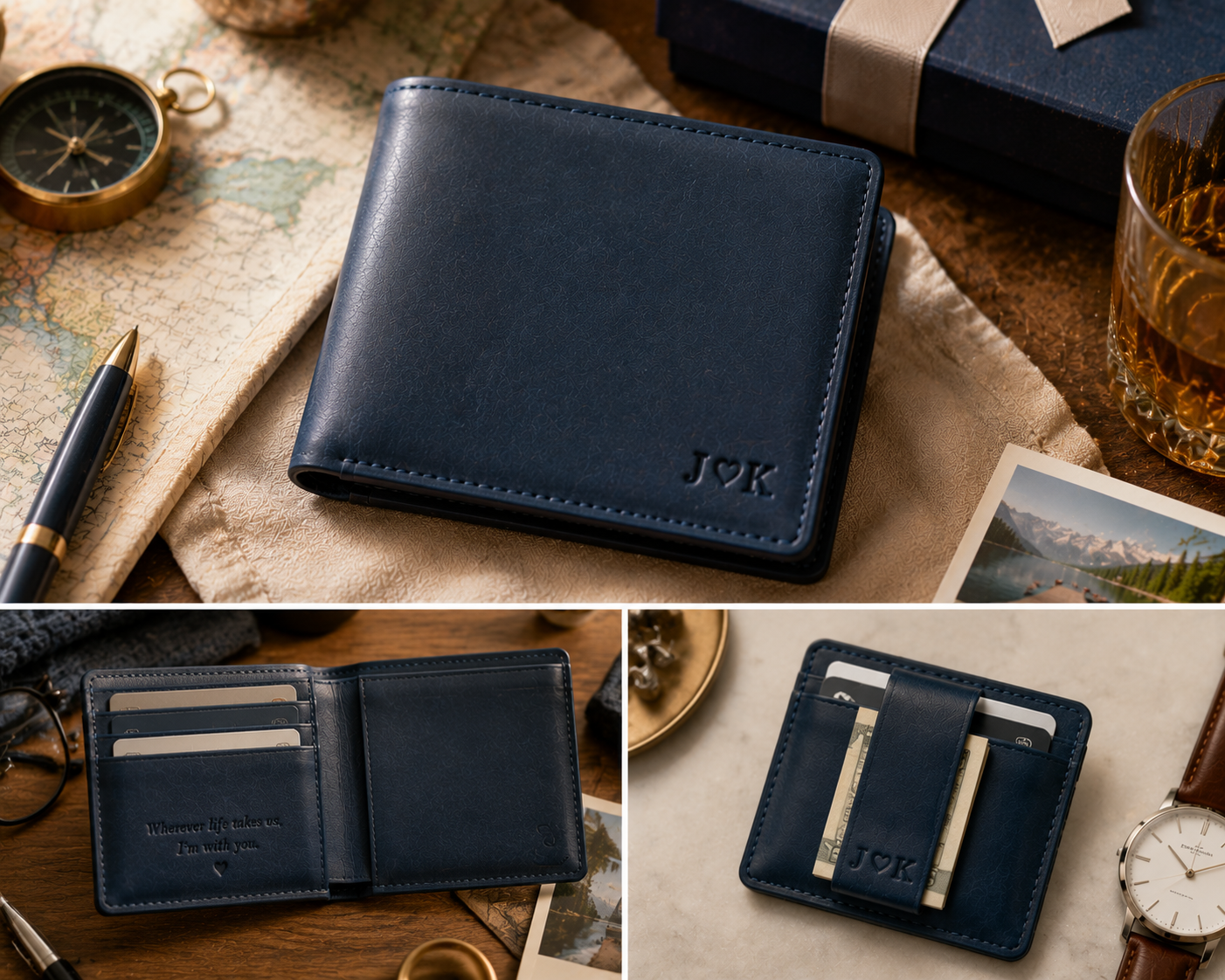 Personalized Leather Wallet or Money Clip