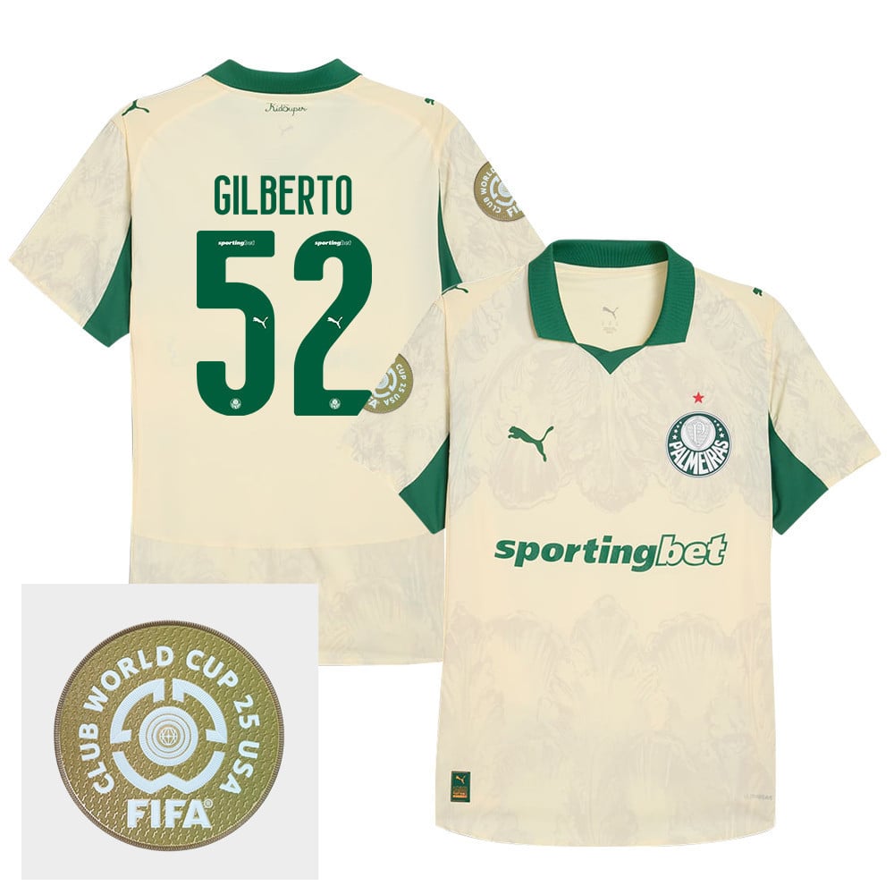 Gilberto Junior 52 SE Palmeiras x KidSuper 2025/26 FIFA Club World Cup 25 USA Patch Men Jersey - Yellow