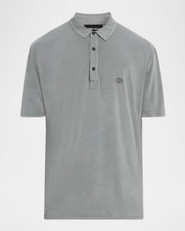 Giorgio Armani Men's Silk and Cotton Jersey Polo Shirt Solid dark grey