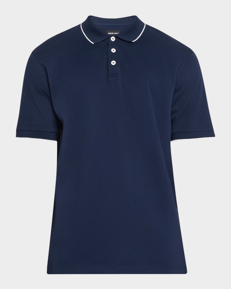 Giorgio Armani Men's Tipped Polo Shirt Navy