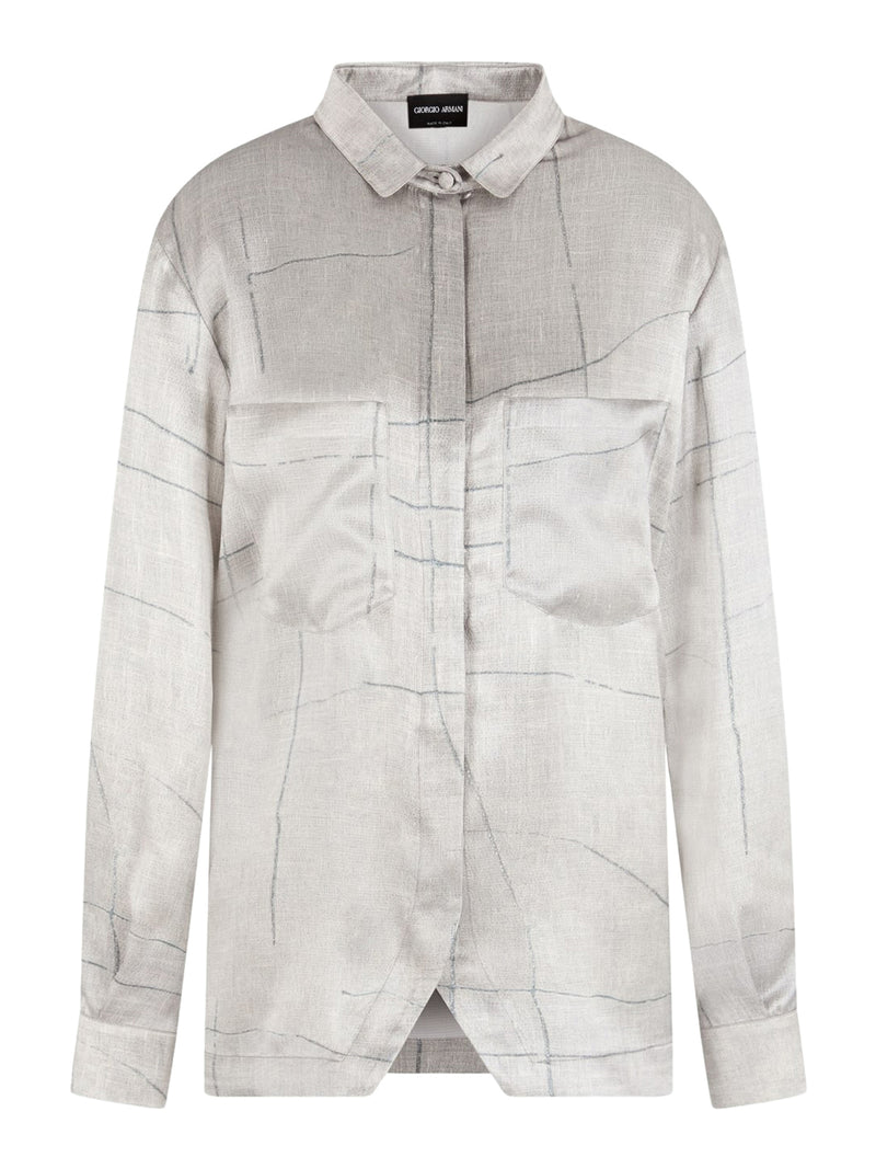 Giorgio Armani PRINTED SILK SATIN SHIRT