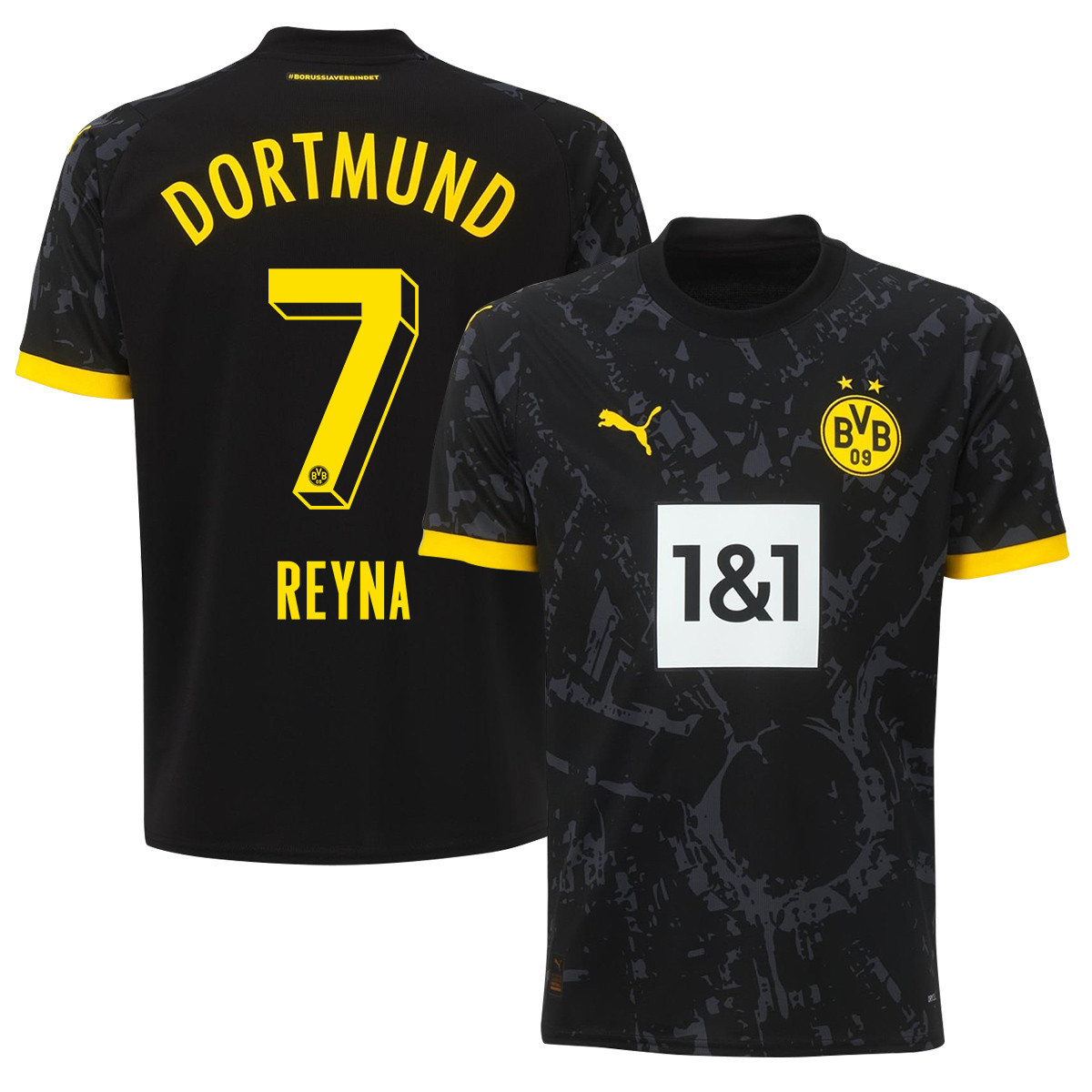 Giovanni Reyna 7 Borussia Dortmund 2023-24 Away Jersey - Black