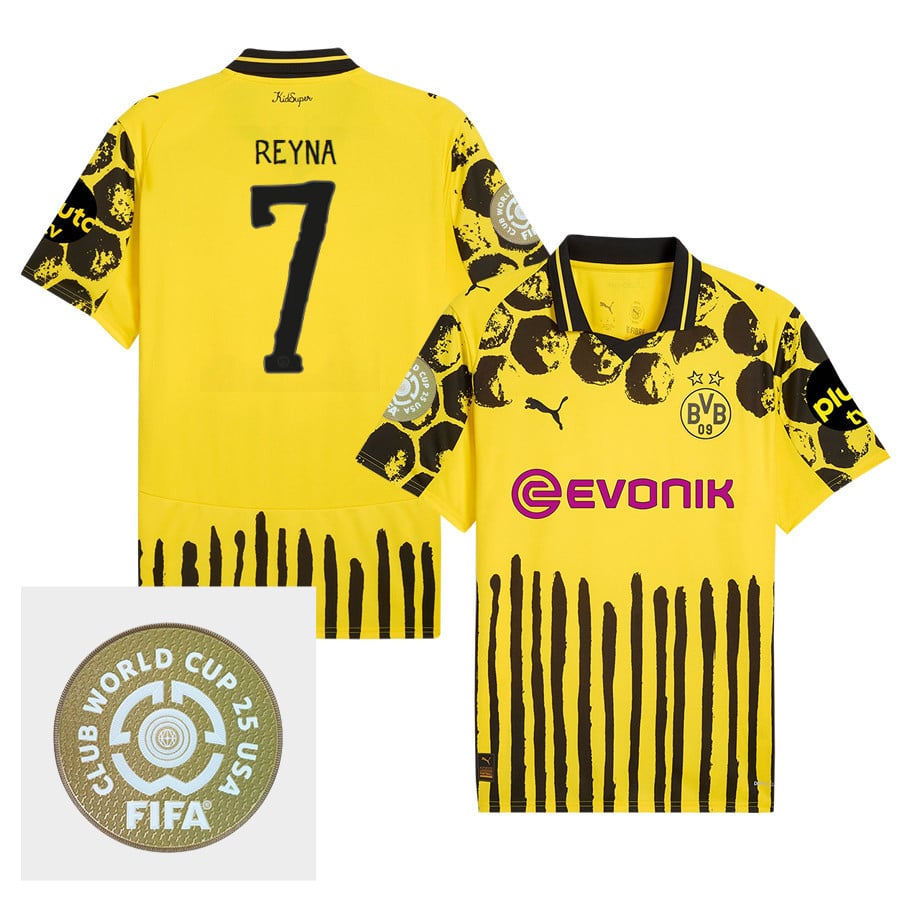 Giovanni Reyna 7 Borussia Dortmund x KidSuper 2025/26 FIFA Club World Cup 25 USA Patch Men Jersey - Yellow
