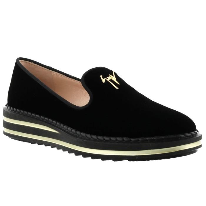 Giuseppe Zanotti Velvet Loafers with Gold Logo 19FW - SKU 35