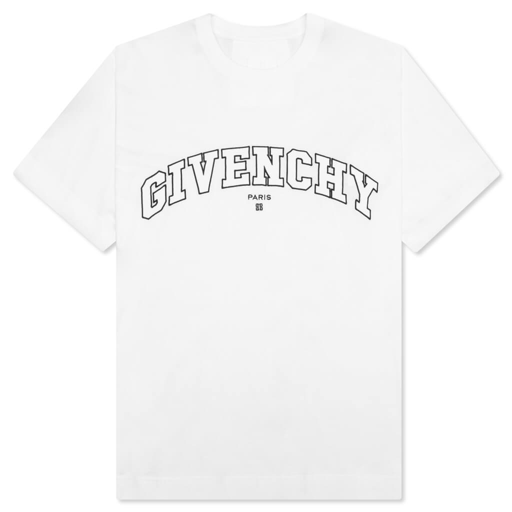 GIVENCHY Classic Fit College Embroidery T-Shirt - White/Black