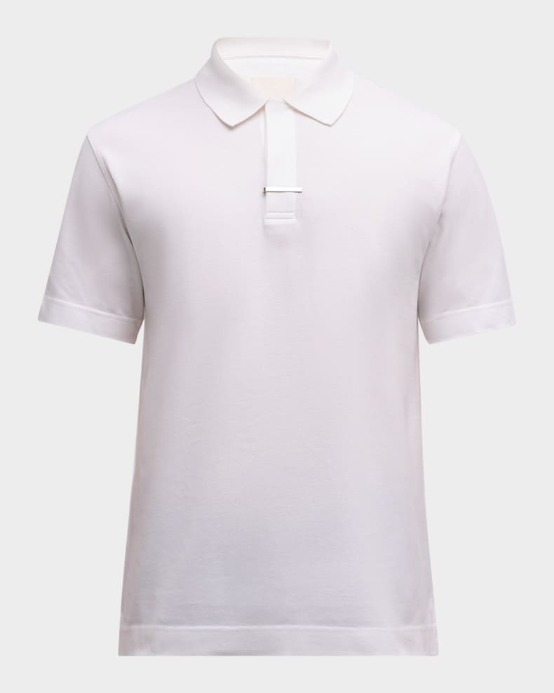 Givenchy Men's Classic Polo Shirt with Tie Clip White