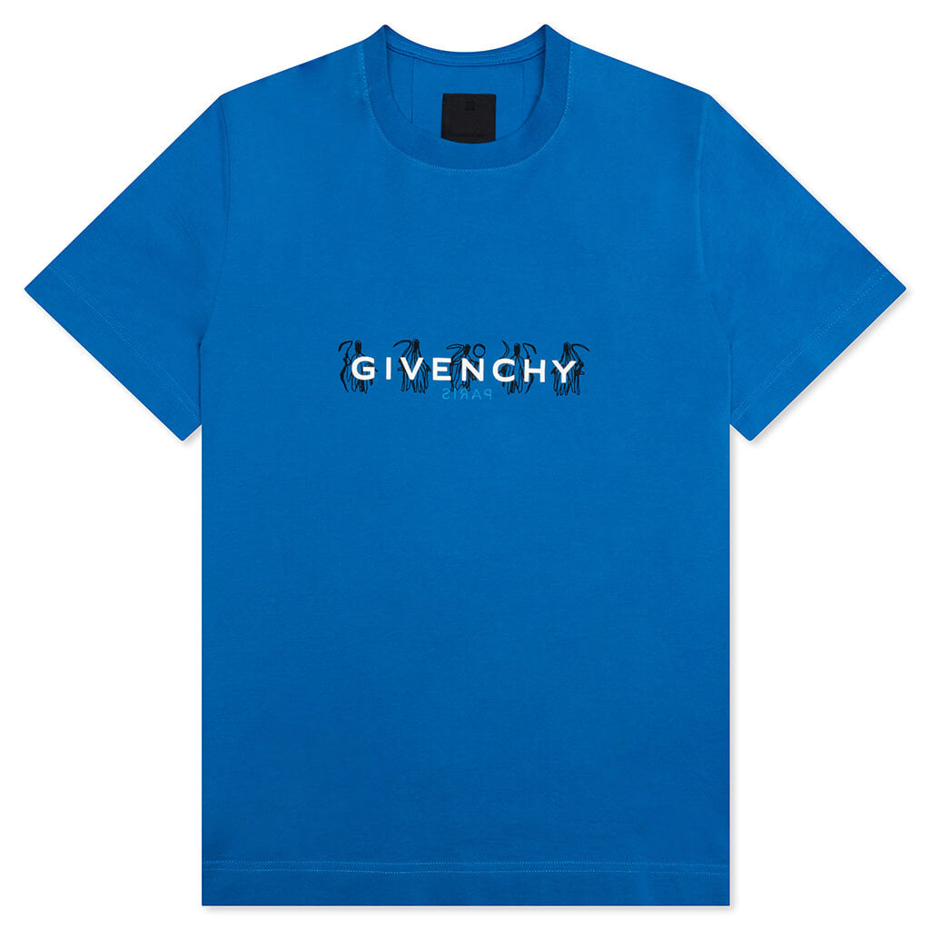 GIVENCHY Slim Fit Reversed Print T-Shirt - Bright Blue