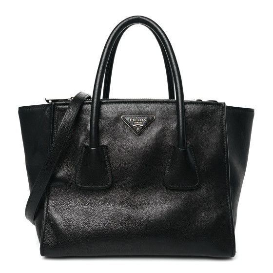Glace Calf Twin Pocket Tote Black
