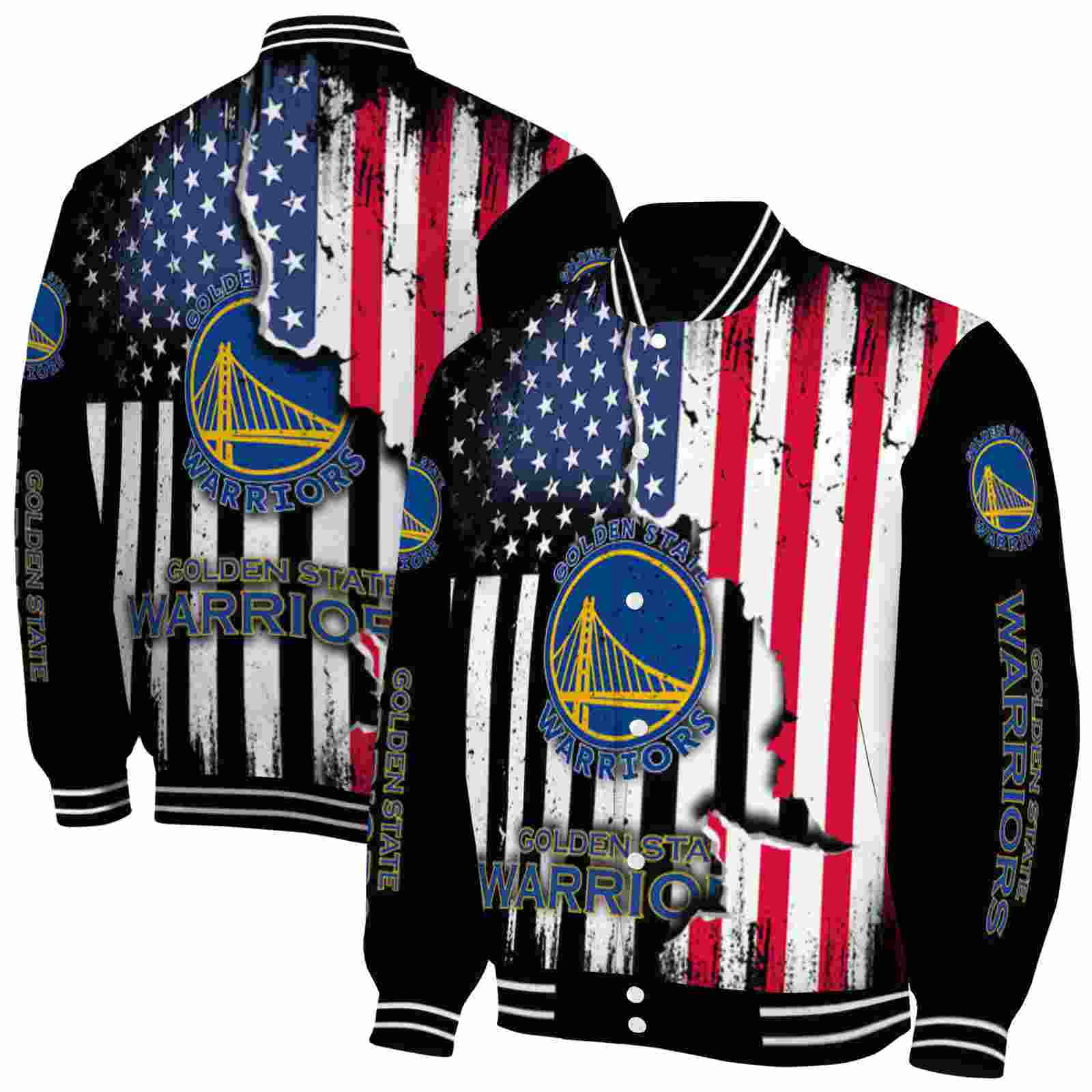 Golden State Warriors NBA Patriotic Theme Black Jacket Custom Gift For Sport Team Fans 