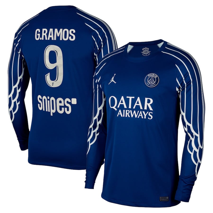 Gonalo Ramos 9 Paris Saint-Germain 2024/25 Fourth Long Sleeve Men Jersey - Dark Blue