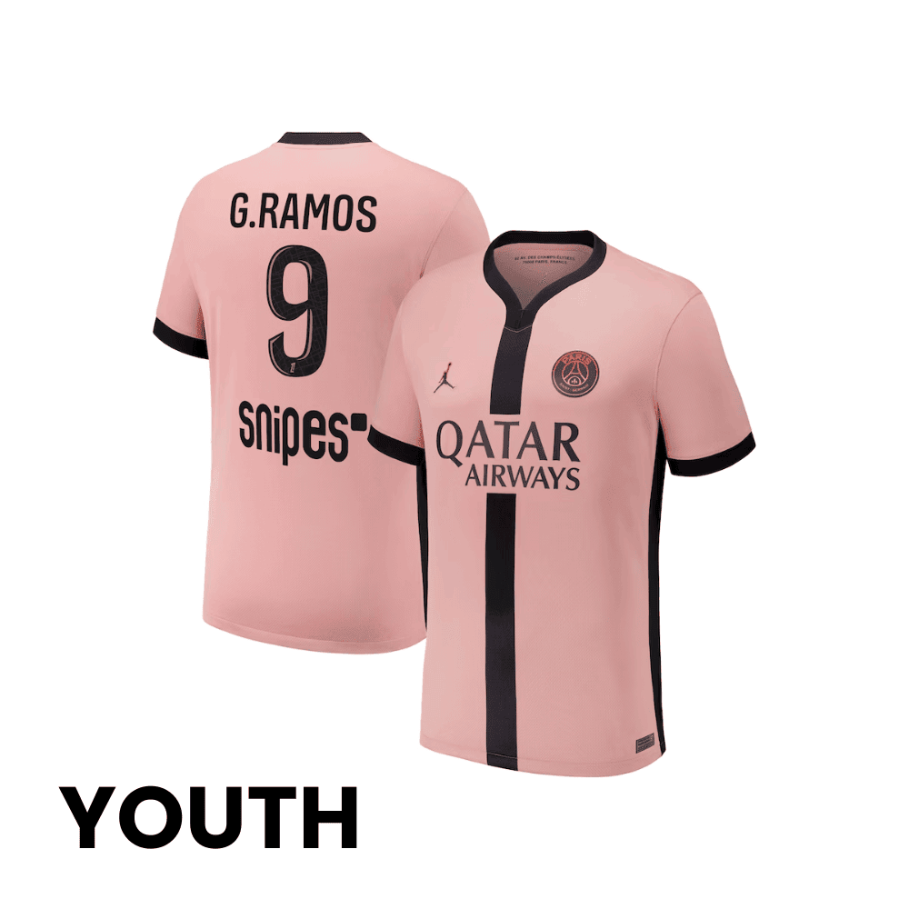 Gonalo Ramos 9 Paris Saint-Germain 2024/25 Third YOUTH Jersey - Pink
