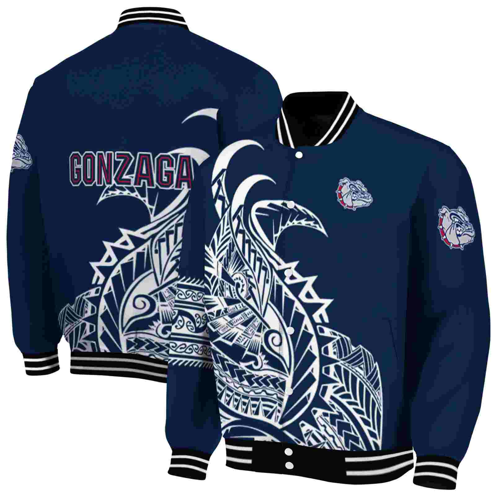 Gonzaga Bulldogs NCAA Tribal Art Blue White Black Jacket Custom Gift For Sport Team Fans 