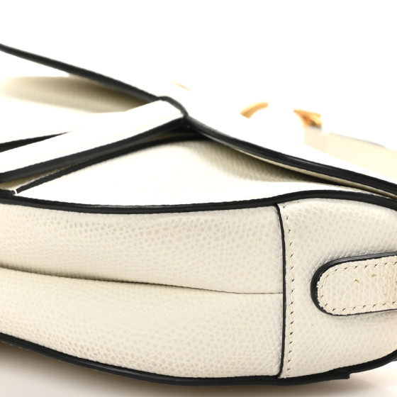 Grained Calfskin Mini Saddle Bag White - Image 10