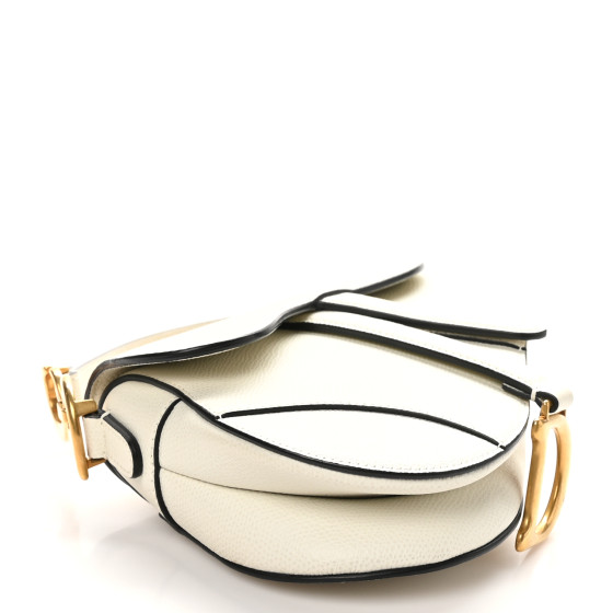 Grained Calfskin Mini Saddle Bag White - Image 4