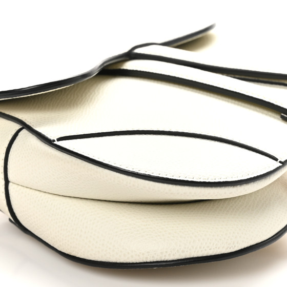 Grained Calfskin Mini Saddle Bag White - Image 9