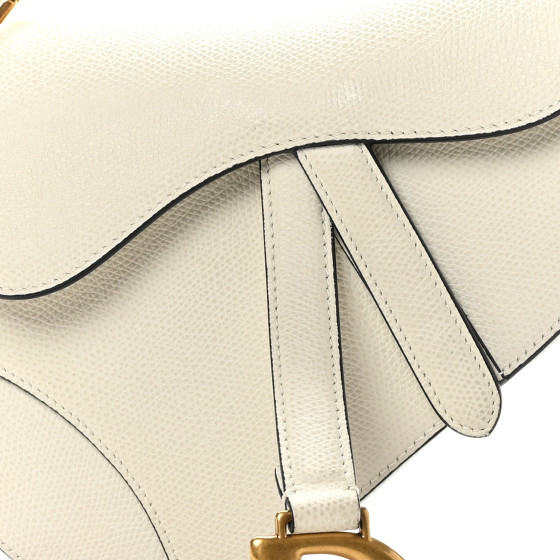 Grained Calfskin Mini Saddle Bag White - Image 8