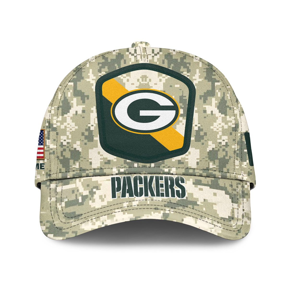 Green Bay Packers Camo Salute To Service Personalized Classic Baseball Cap