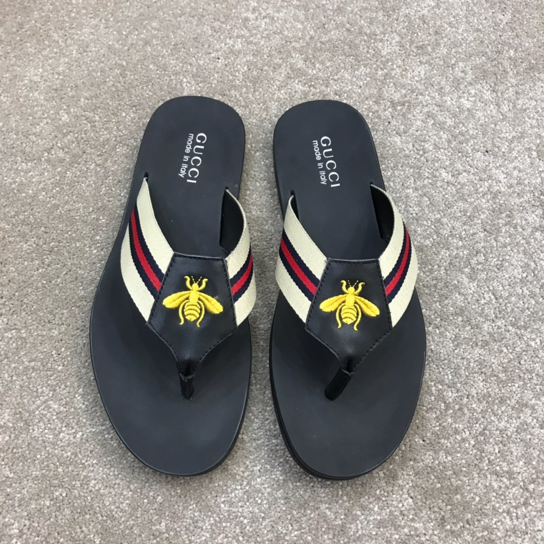 Gucci Bee Embroidery GG Thong Sandal, Men