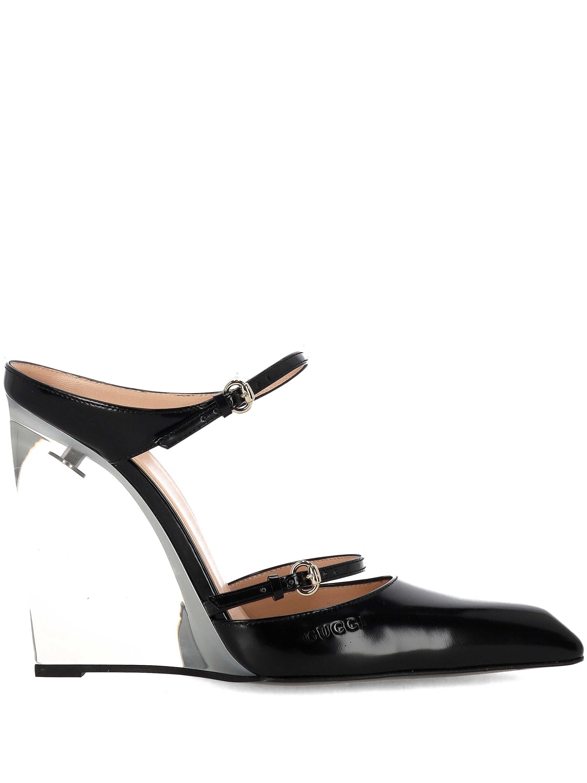 Gucci Black Calf Leather Wedge Sabot