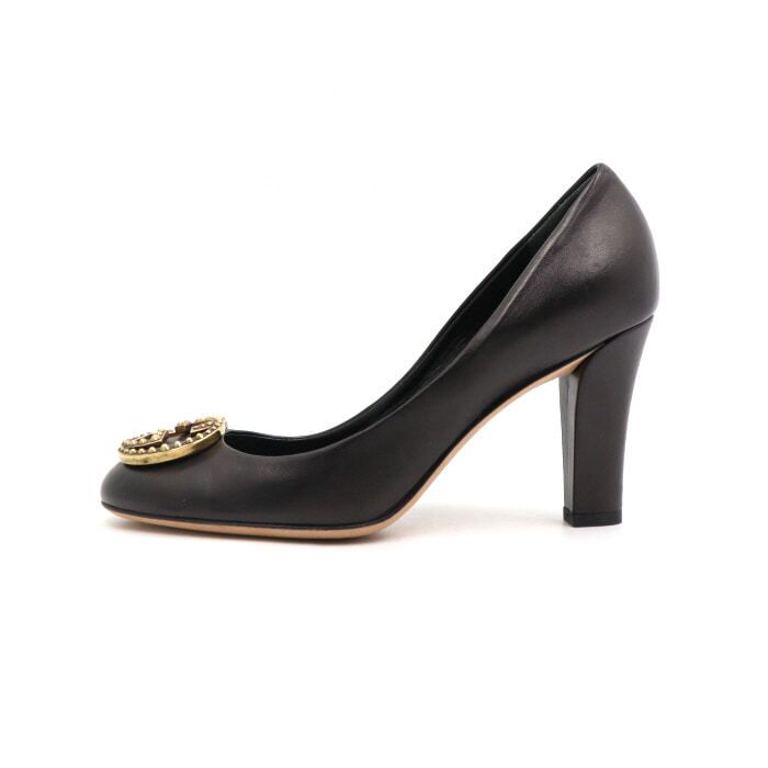 Gucci Black Interlocking Gold Pump Shoes Women's Shoes GG 310712 AA49156