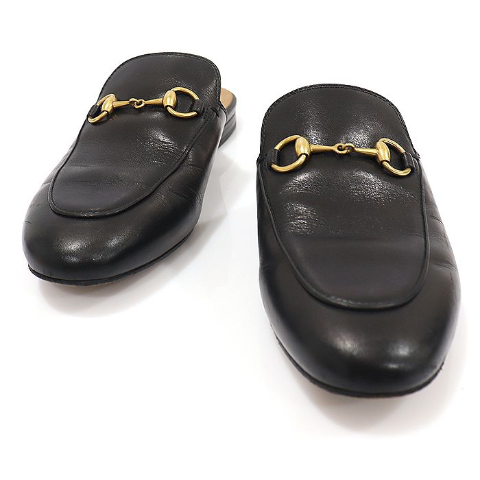 Gucci Black Leather Gold Hardware Horsebit Prince Town Mule Loafer Women's Slipper 36 423513