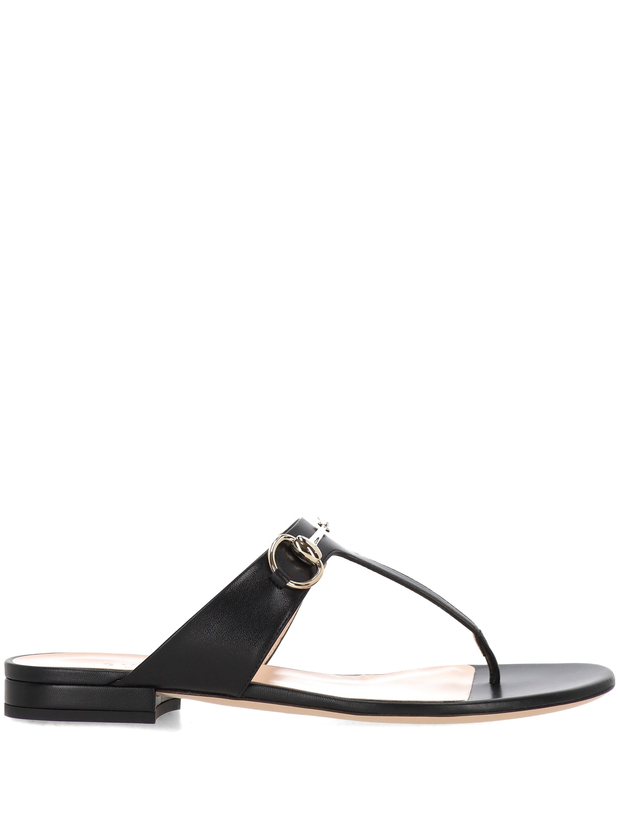 Gucci Black Leather Sandals With Clamp
