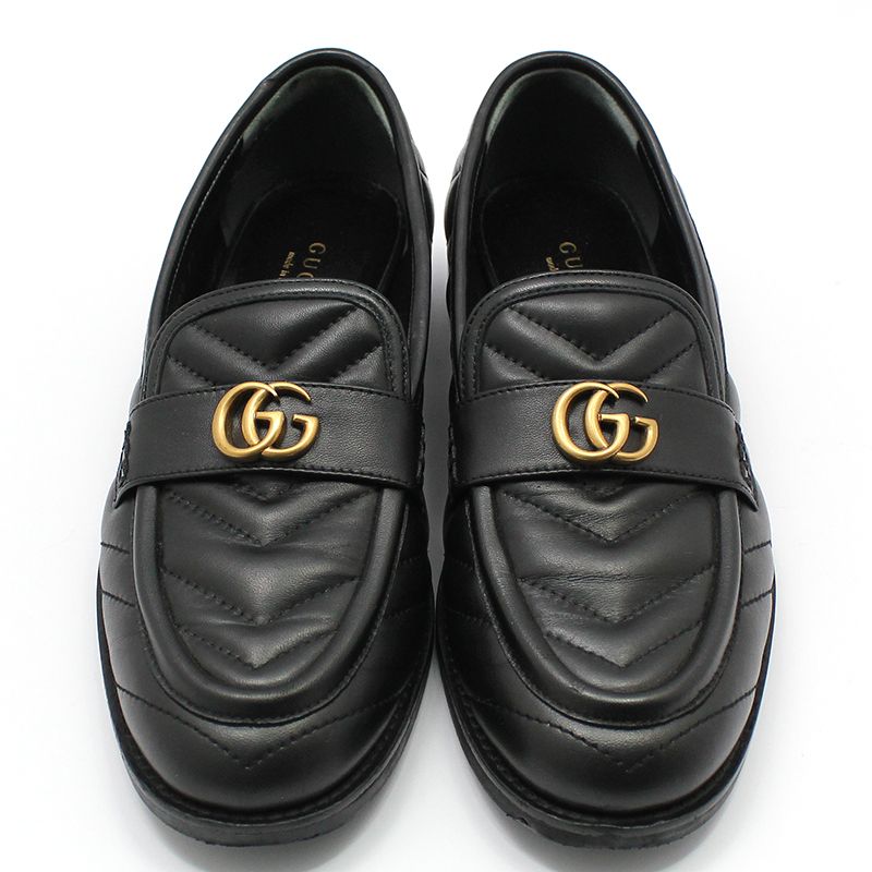 Gucci Black MatelassÃƒÂ© GG Mamont Loafer 37 670399