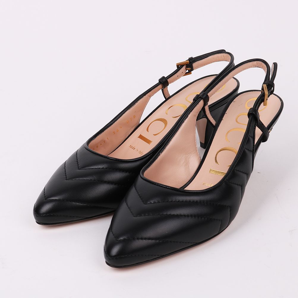 Gucci Black MatelassÃƒÂ© Pumps Slingback 659471