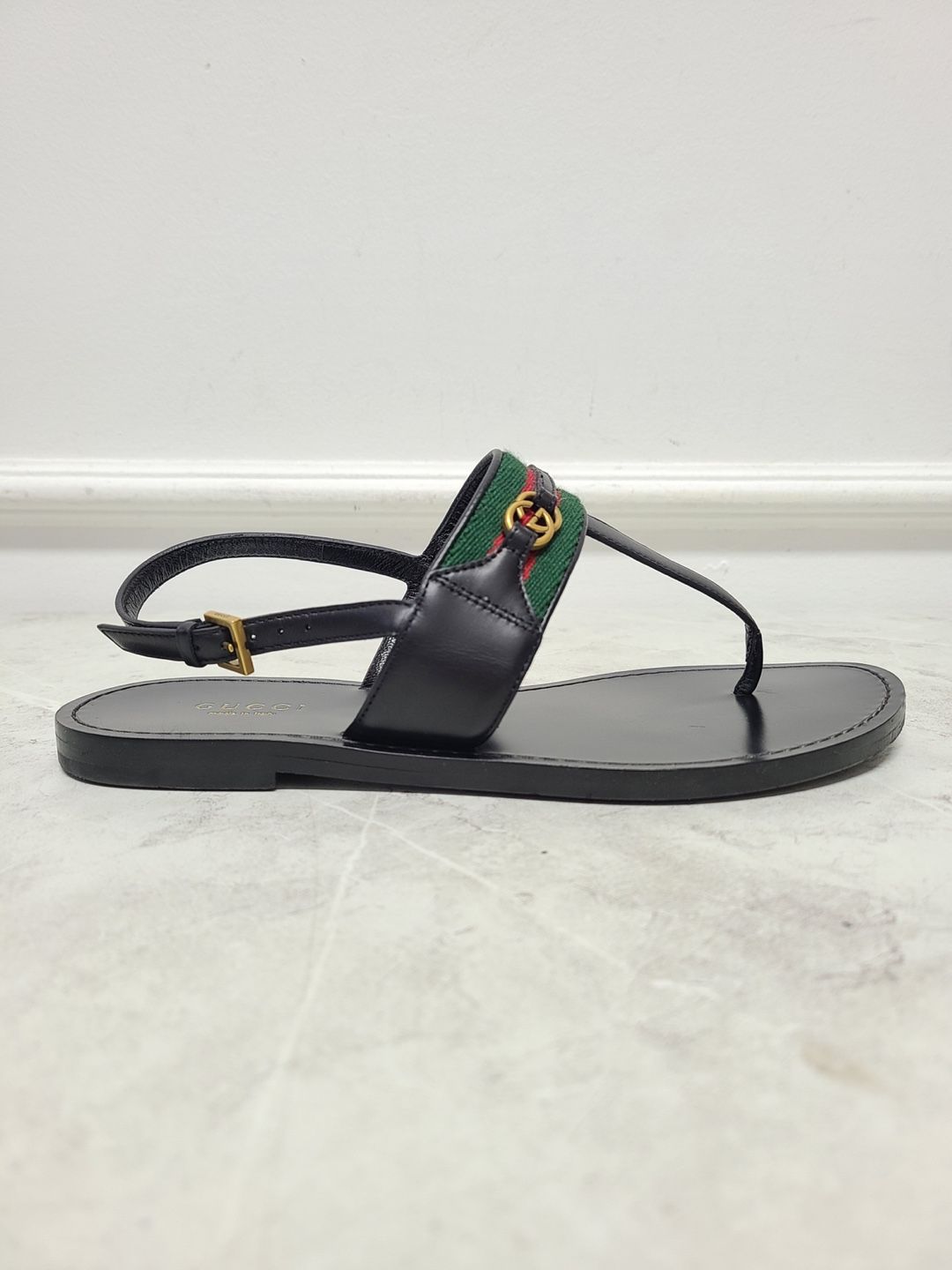Gucci Black Web Interlocking G Strap Flip Flop Sandals SKU 35.5