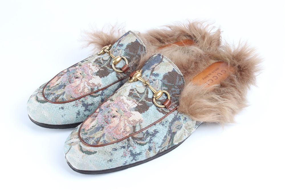 Gucci Blue Horsebit Prince Fur Loafer Sandals 9.5 SKU123456