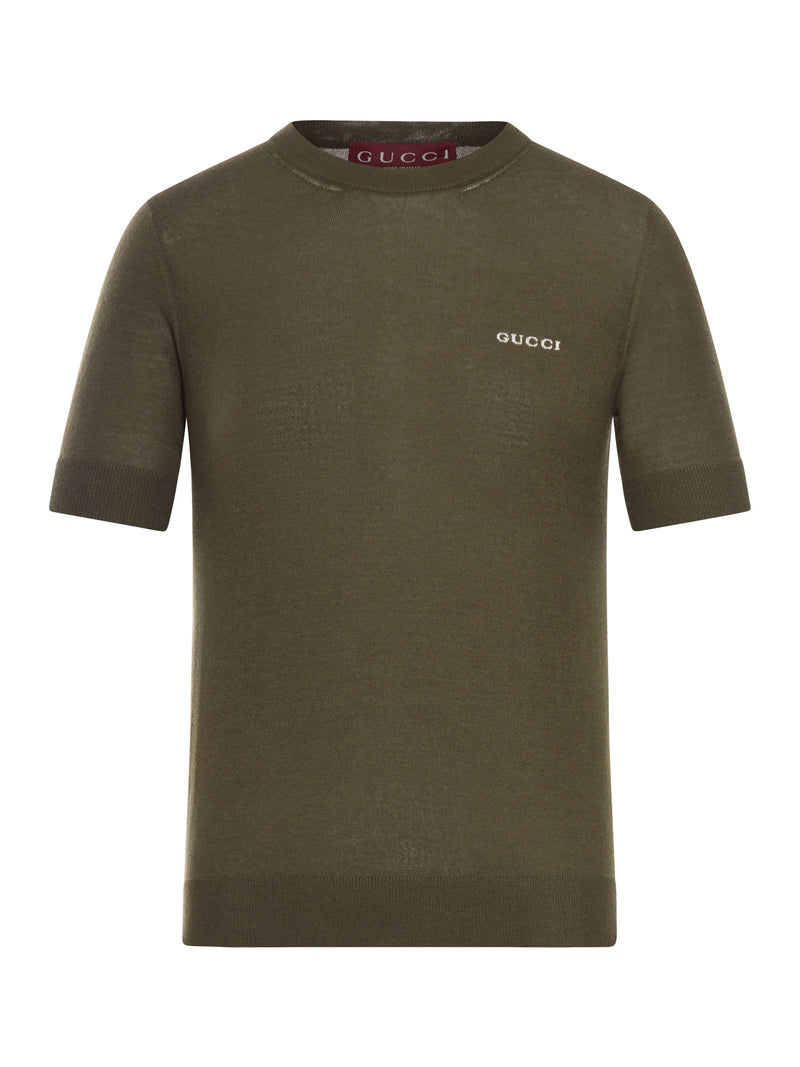 Gucci CASHMERE AND SILK T-SHIRT WITH INTARSIA