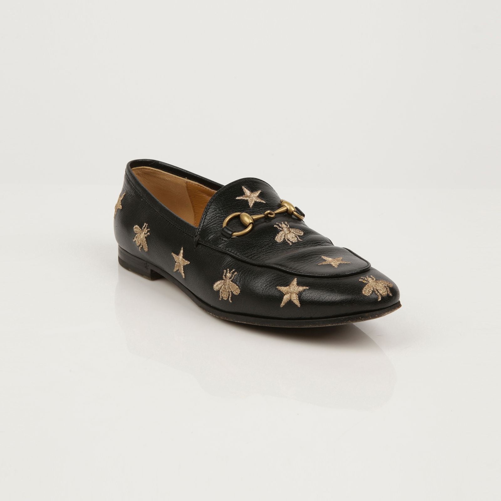 Gucci Embroidered Leather Loafers Size 37 - 505281