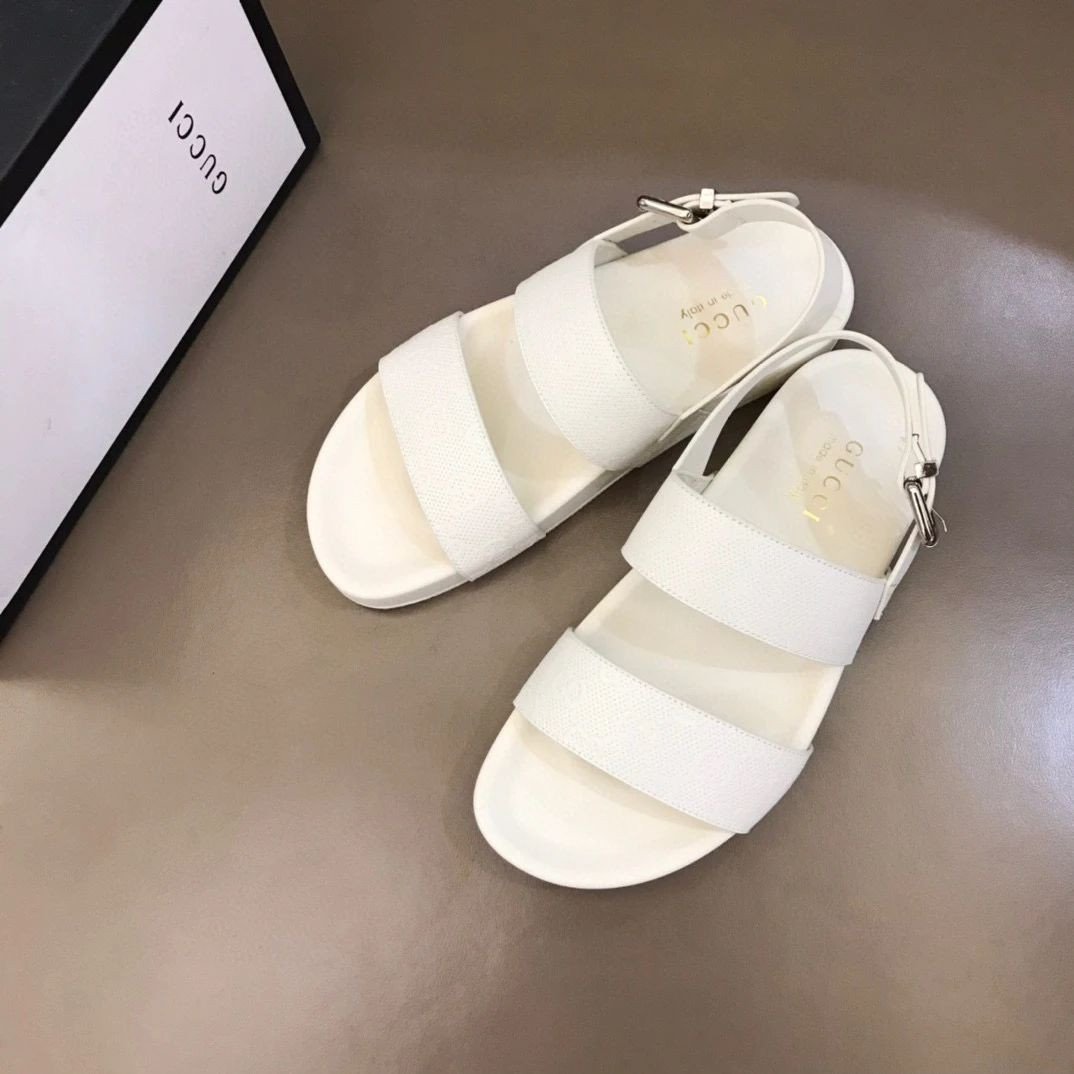 Gucci Gg Monogram Sandals In White
