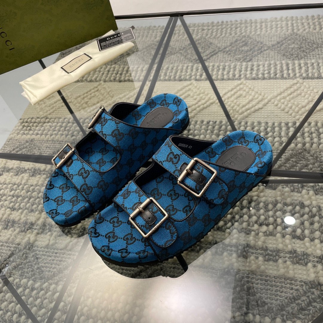 Gucci GG Motif Birken Slide In Blue, Men