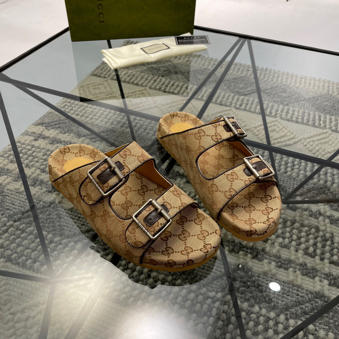Gucci GG Motif Birken Slide In Brown, Men