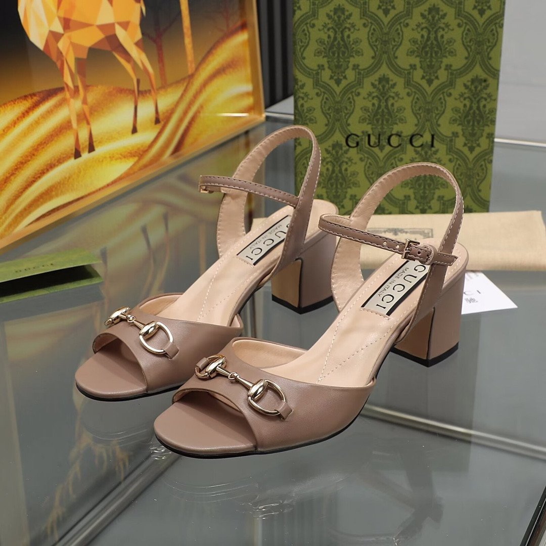 Gucci Horsebit Mid-Heel Sandal In Taupe Calfskin