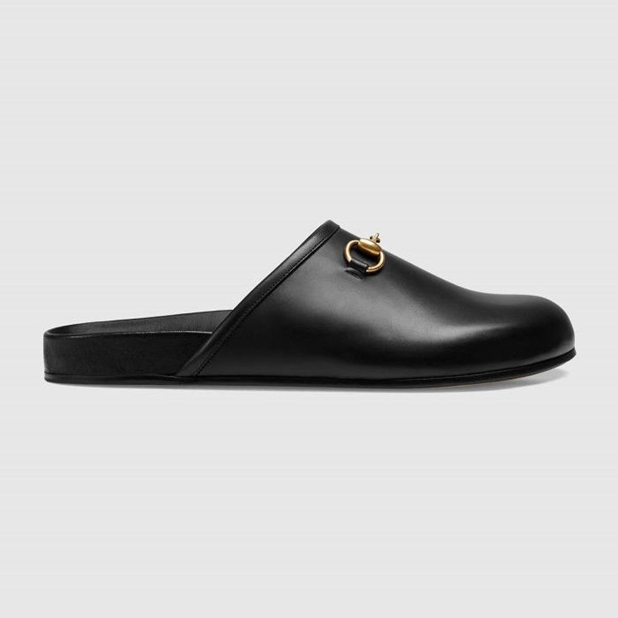 Gucci Leather Slipper with Horsebit Detail 449922 DS900