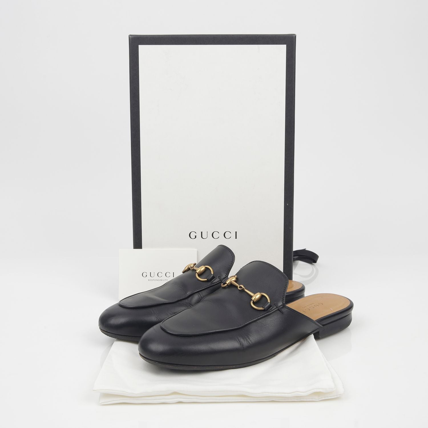 Gucci Prince Town Black Loafers 38 Size 423513