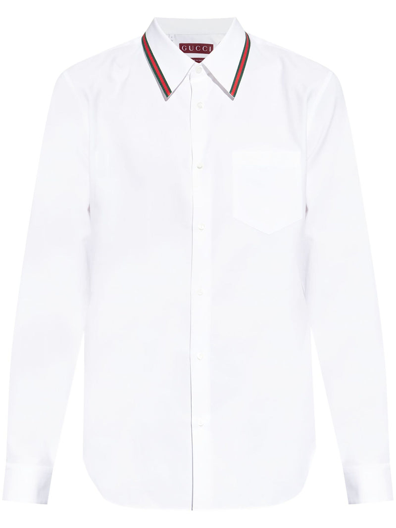 Gucci Web-stripe Trim Cotton Shirt