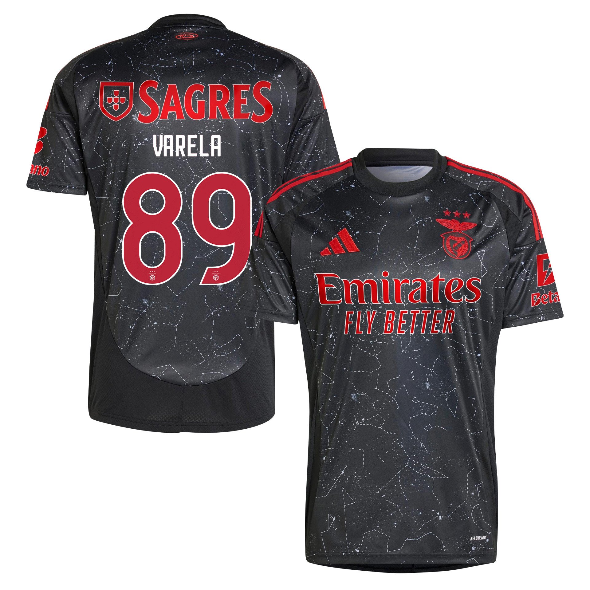 Gustavo Varela 89 S.L. Benfica 2024/25 Away Men Jersey - Black