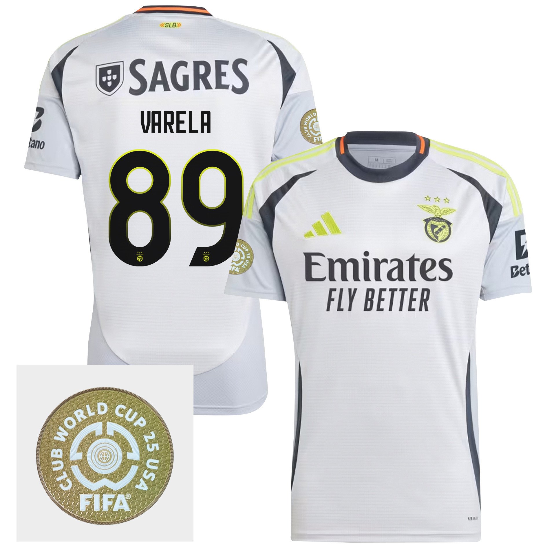 Gustavo Varela 89 S.L. Benfica 2024/25 FIFA Club World Cup 25 USA Patch Third Men Jersey - White