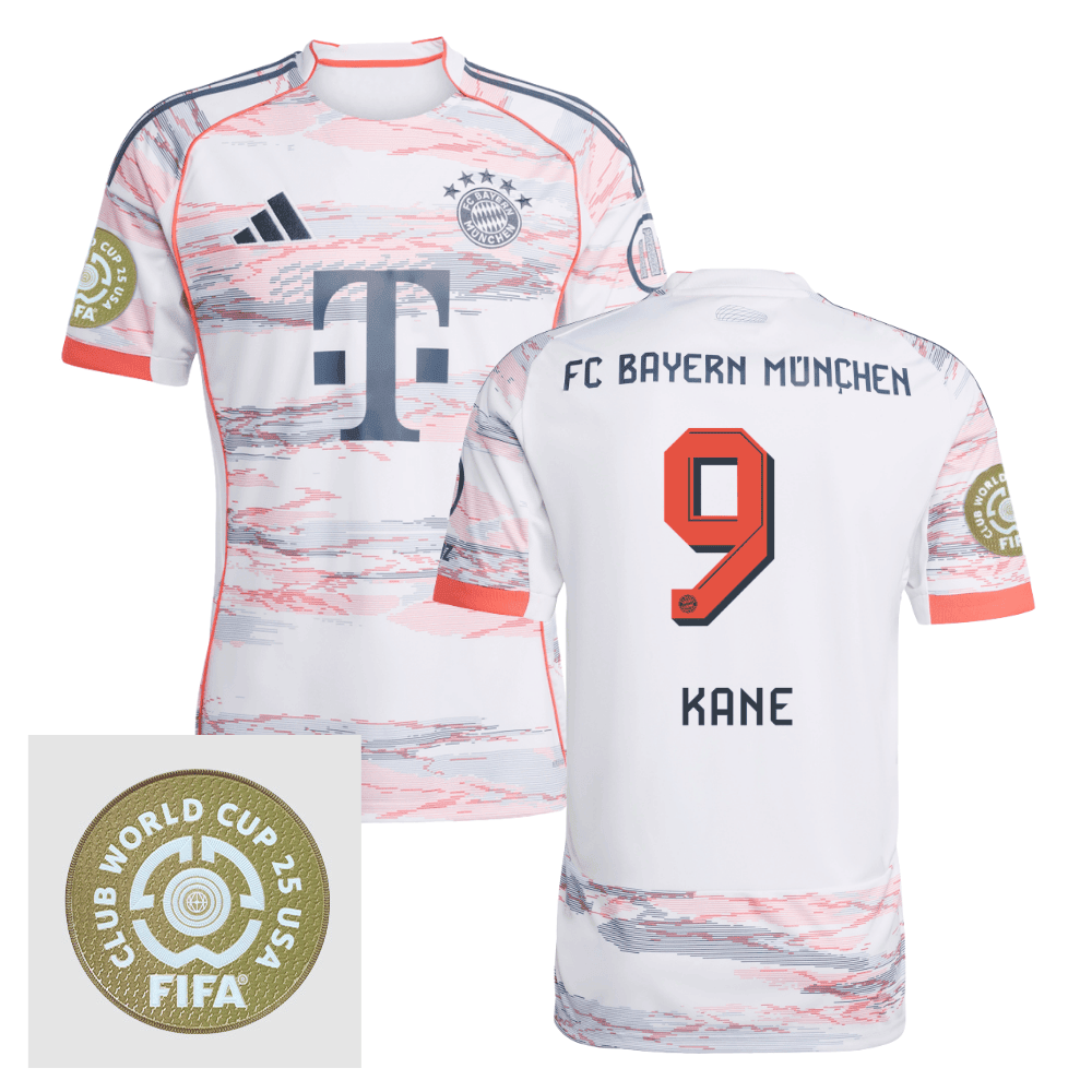 Harry Kane 9 Bayern Munich 2025/26 FIFA Club World Cup 25 USA Patch Away Men Jersey - White