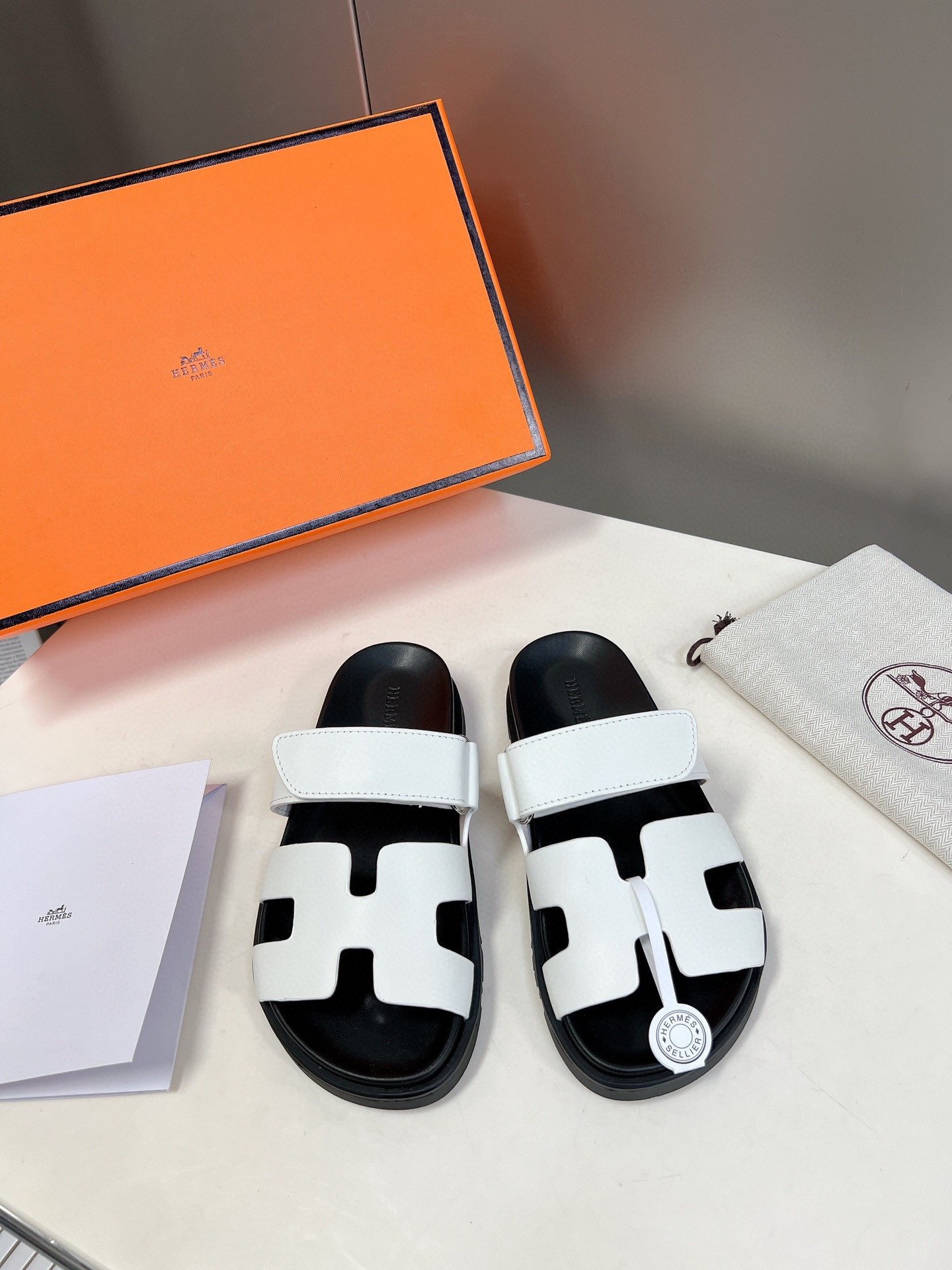 Hermes Chypre Sandal Calfskin In White