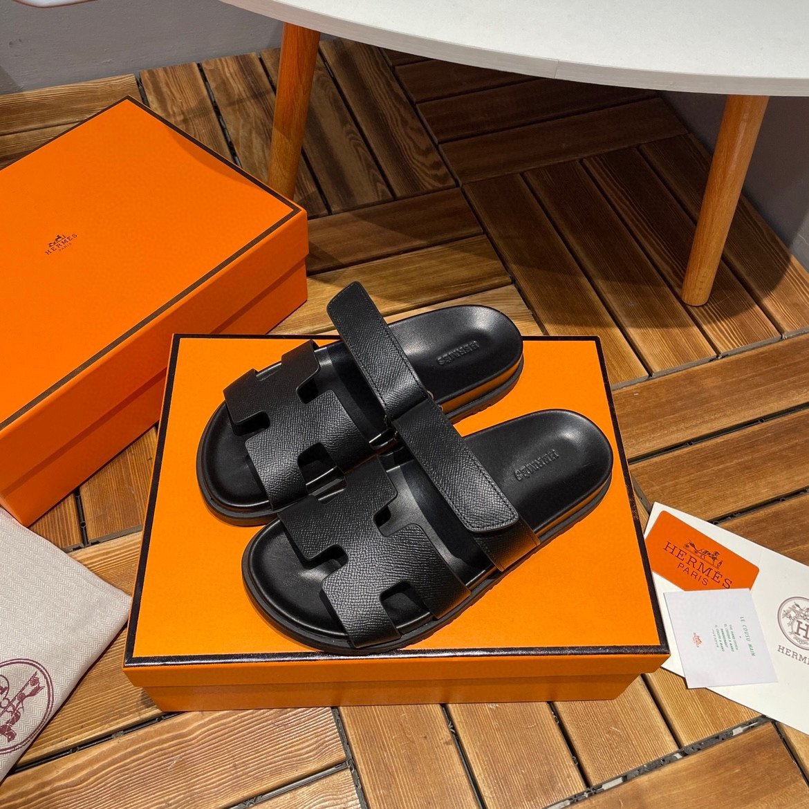 Hermes Chypre Sandal Cowhide In Black