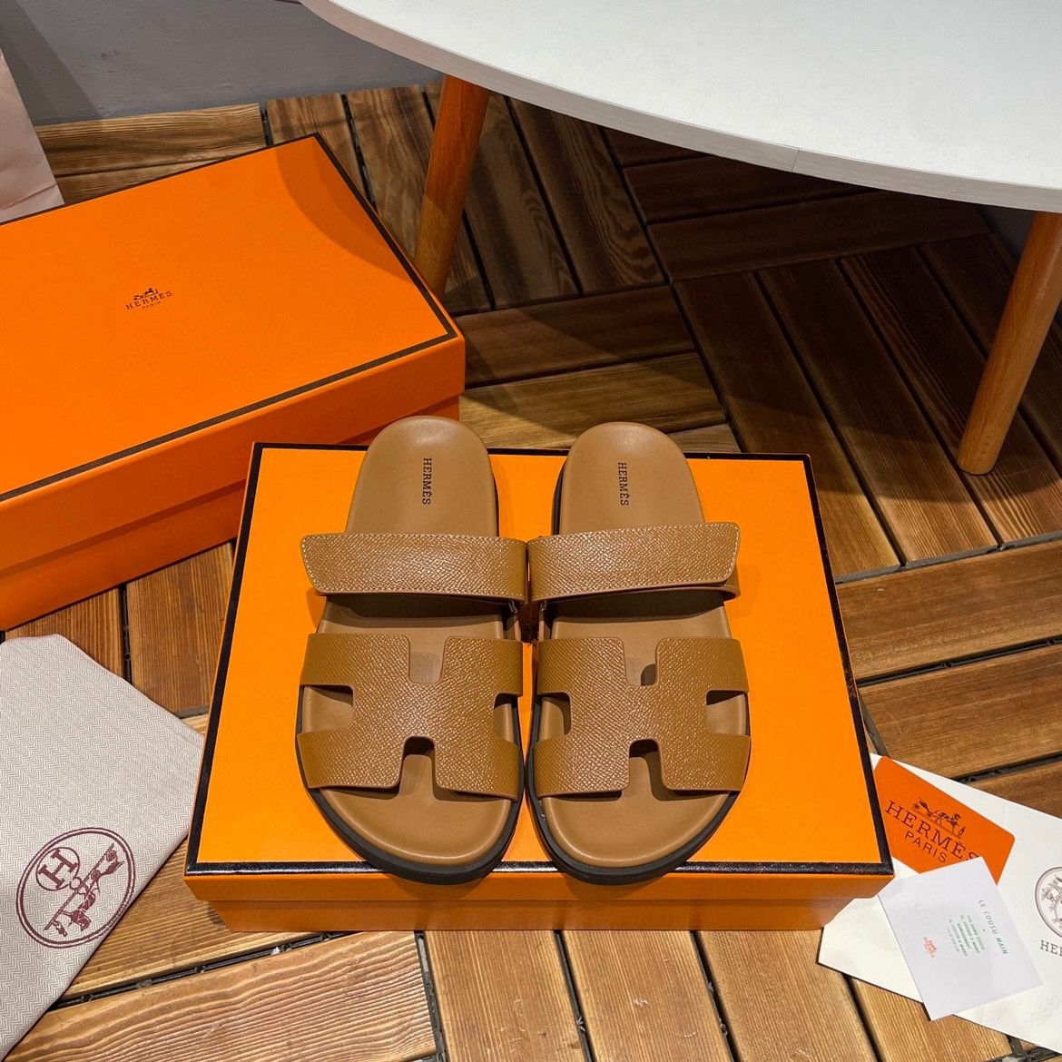 Hermes Chypre Sandal Cowhide In Camel