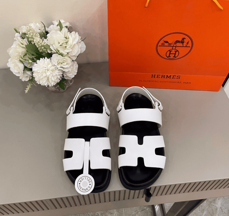 Hermes Cut-Out Takara Sandal Calfskin In White