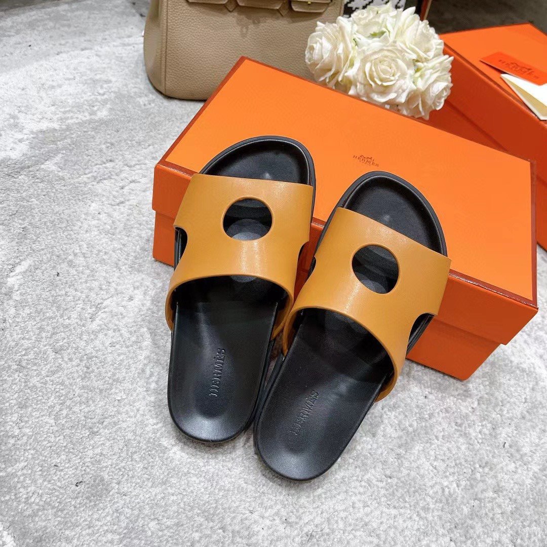 Hermes Edith Cut-Out Sandal Cowhide In Brown