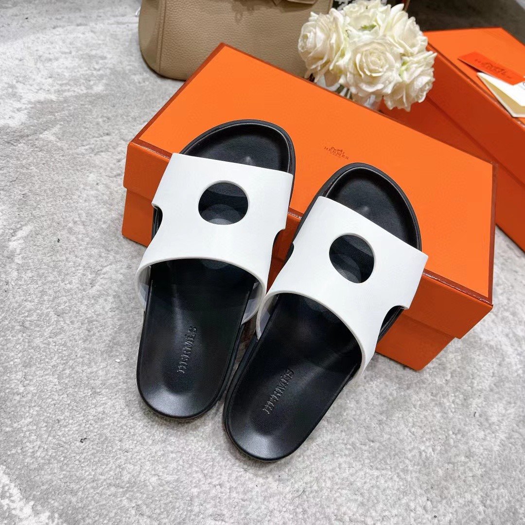 Hermes Edith Cut-Out Sandal Cowhide In White