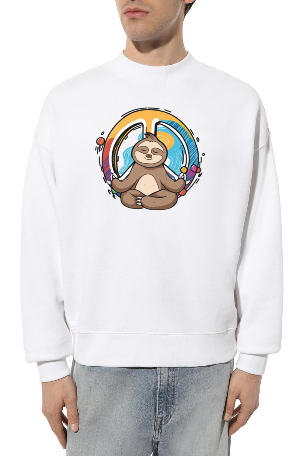 Hippie Sloth Peace Sign Yoga Lazybones Hippies_1 - Unisex Sweatshirt