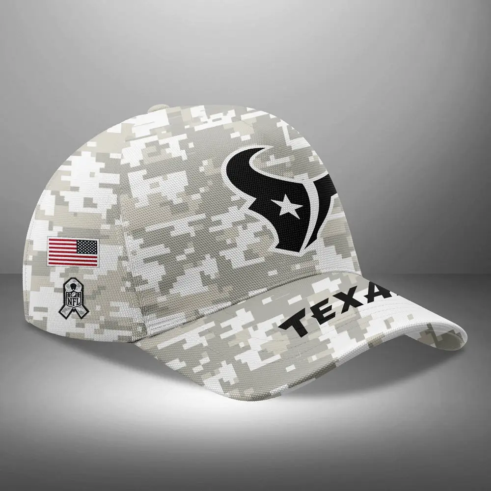 Houston Texans Nfl Arctic Camo 2024 Salute To Service Custom Name And Year Classic Cap Wcc1014